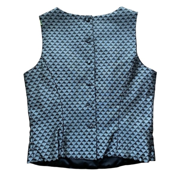 Vtg Scott McClintock Checkered Metallic Sleeveless Formal Top Gray Black Size 10 - Picture 2 of 7